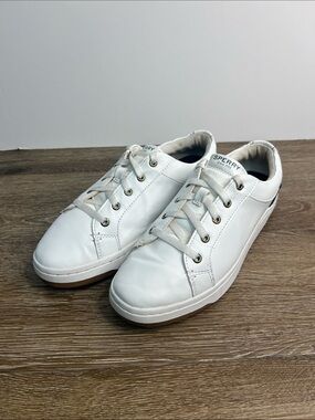 Sperry Crest Vibe White Leather Sneakers Women’s Size 9